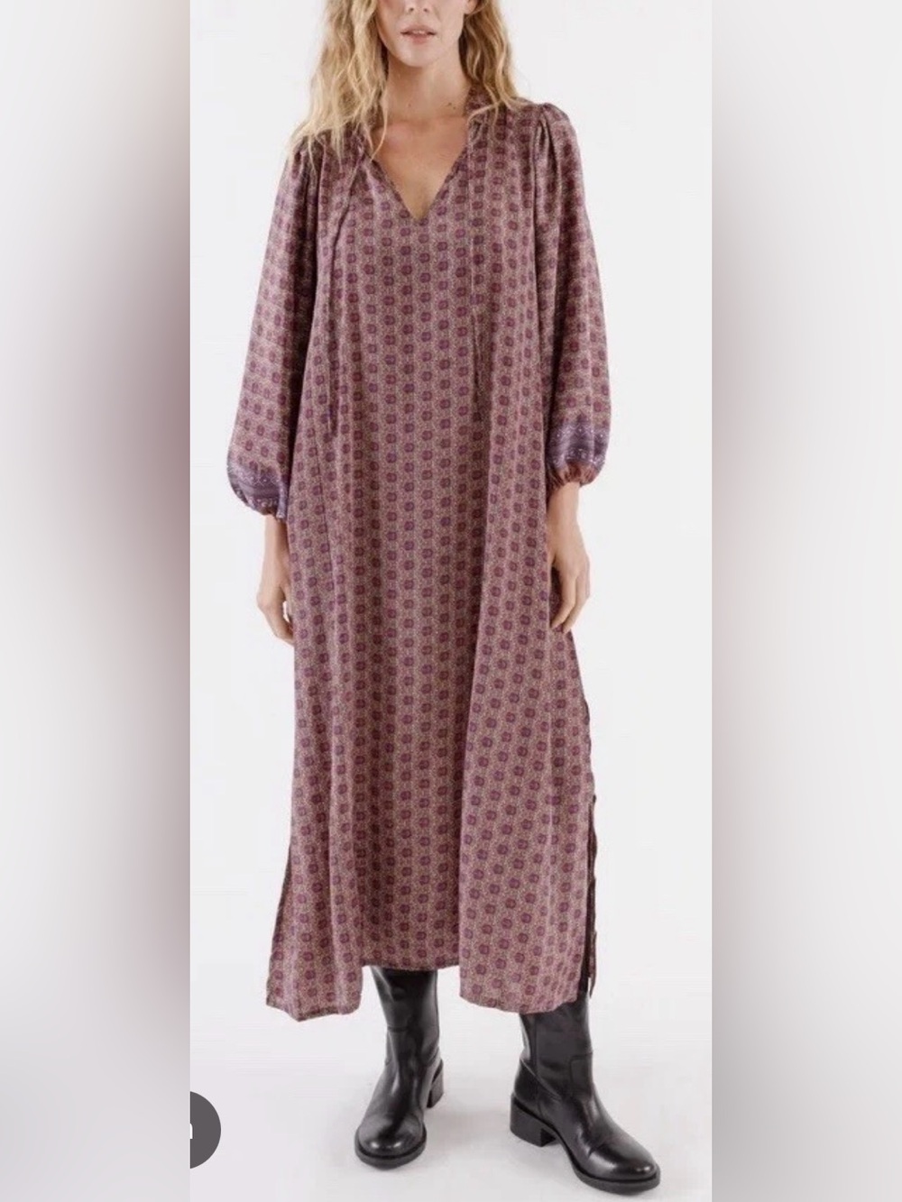 RAGA Mauve Printed Long Sleeve Maxi Dress